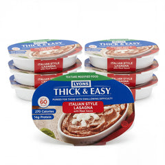 Thick & Easy front packaging showing lasagna and clear label, encourages quick choice