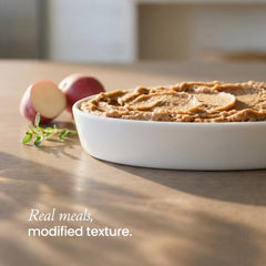 Thick & Easy open tray top view highlighting smooth pureed contents