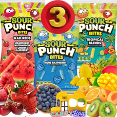 Think Candy front packaging showing three 5oz bags and resealable zipbag for fresh portability