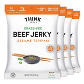 Think Jerky front packaging showing sesame teriyaki flavor and nutrition benefits