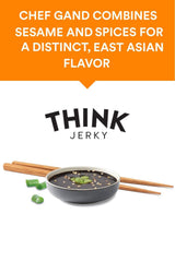 Think Jerky ingredients label showing grass-fed, no antibiotics, gluten-free benefits