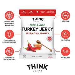 Think Jerky open bag revealing bite-sized turkey jerky pieces for portable protein