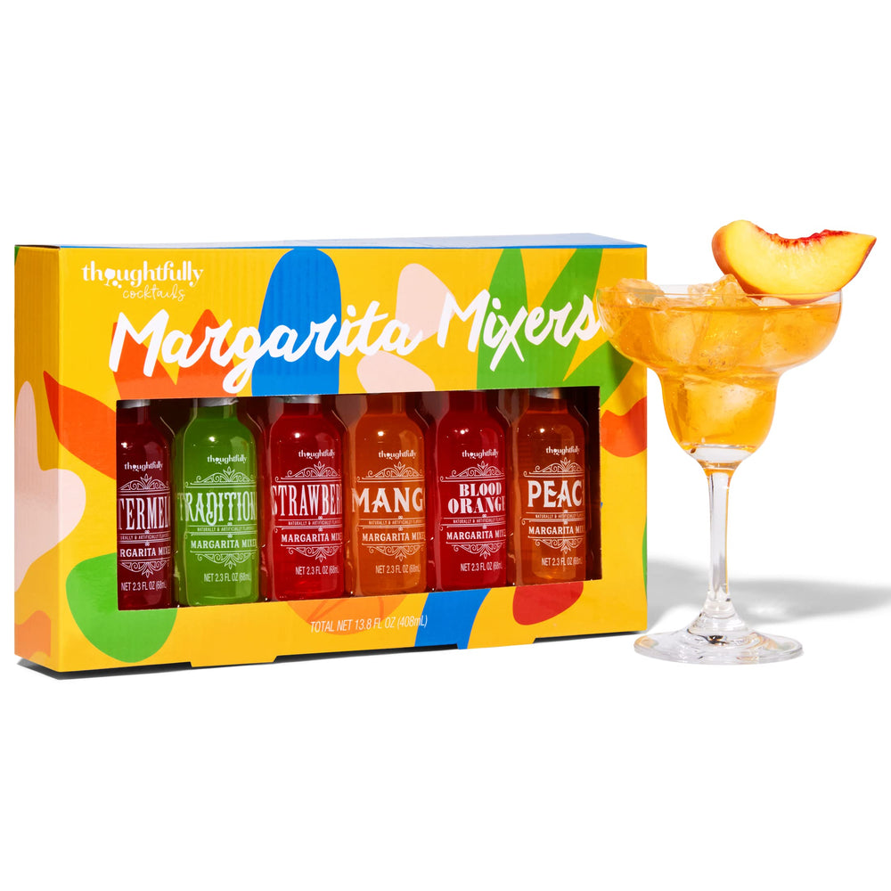 Thoughtfully front packaging showing six colorful mixer bottles and gift-ready appeal