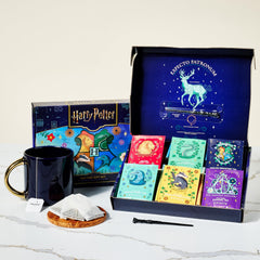 Thoughtfully HARRY POTTER close-up of tea bag contents highlighting Sri Lankan leaves