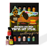 Thoughtfully Smokehouse front packaging showing 20-spice gift set and birthday wrap benefit
