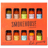 Thoughtfully smokehouse full set front view showing ten sampler bottles and packaging benefit easy gifting
