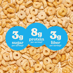 Close-up texture of Three Wishes vanilla frost clusters revealing crisp crunch