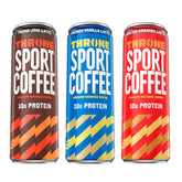 Throne Sport Coffee front packaging showing variety pack and benefits