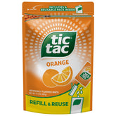 Tic Tac front packaging showing the resealable bulk bag and included dispenser benefit convenience
