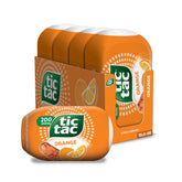 Tic Tac front packaging showing bright orange mints and easy portability