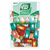 Tic Tac front packaging showing 60 mini boxes and five flavors for easy selection
