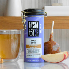 Close-up of Tiesta Tea loose-leaf texture highlighting real fruit pieces and rich flavor