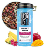 Tiesta Tea front pouch showing Pineapple Sangria branding and freshness