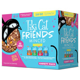 tiki pets front packaging showing 12 pouches and variety benefits