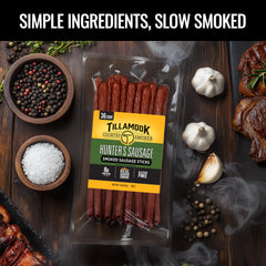 Tillamook Country Smoker open bulk jar with individually sealed sticks, convenient grab-and-go