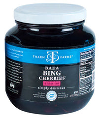 Tillen Farms jar front view showing label and natural cherries for easy serving