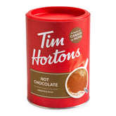 Tim Hortons front package of hot chocolate mix showing the brand and convenient serving