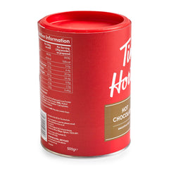 Close-up of Tim Hortons hot chocolate powder highlighting smooth texture and quick dissolve
