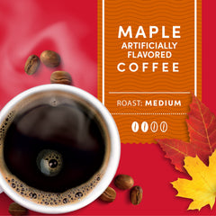 Tim Hortons maple coffee poured in mug, warm comforting flavor benefit