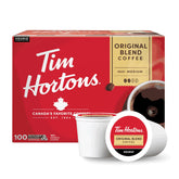 Tim Hortons front packaging showing 100-count K-Cups and brand logo for convenience