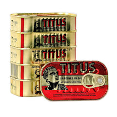 Titus sardines on toast plated for a quick meal with visible garnish