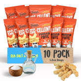 Todd's Better Snacks front packaging showing sea salt & vinegar flavor and branding benefit: portable protein