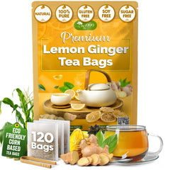 TOG999 front box showing lemon ginger blend and clear benefits