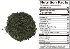 close-up of TOMOSAN loose sencha leaves highlighting fresh texture and vibrant color