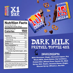Tony's Chocolonely pretzel toffee cross-section showing crunchy, chewy balance