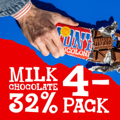 Tony's Chocolonely close-up of uneven pieces highlighting ethical message and texture