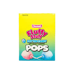 Tootsie Roll single Fluffy Stuff pop closeup highlighting swirl and portability