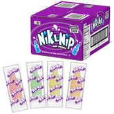 Tootsie Roll front box view showing colorful Nik-L-Nip bottles and bulk packaging benefit