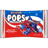 Tootsie Roll flag-wrapped front packaging showing cherry and blue raspberry variety and convenience