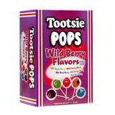 Tootsie Roll box front showing 100-count giveaway and wild berry branding for easy stocking