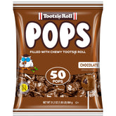 Tootsie Roll front packaging showing 50-count chocolate pops and brand clarity