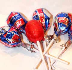 Tootsie Roll Tutsi Pop close-up of cherry shell and gum center highlighting texture contrast