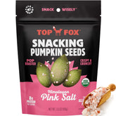 Top Fox front packaging showing 3.5 oz pouch and organic badge, clear snack benefit