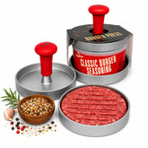 Topline front packaging showing complete press and seasoning kit benefits