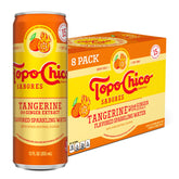 Topo Chico can front packaging showing tangerine and ginger flavor, refreshing appeal