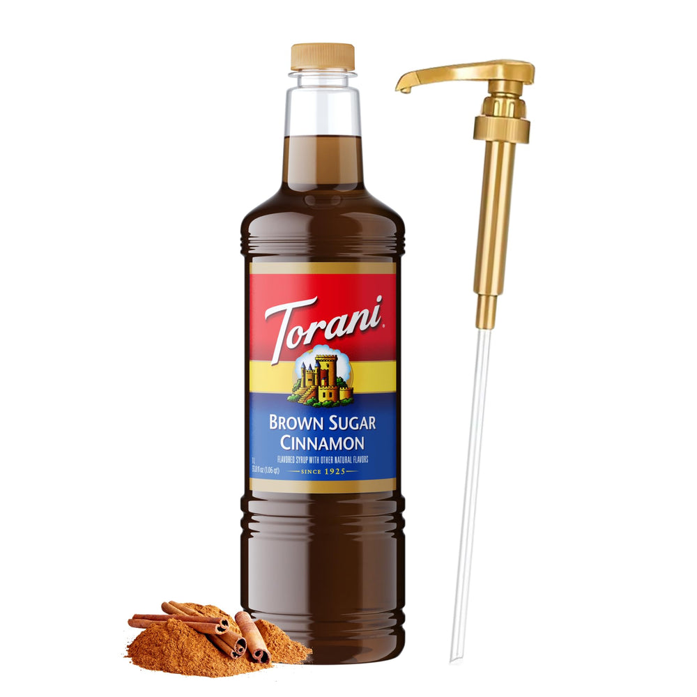 Torani front bottle showing product and serving suggestion benefit