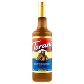 Torani butterscotch syrup front bottle showing label and volume for easy identification