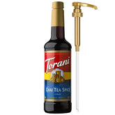 Torani chai tea spice front packaging showing brand and bottle for consistent flavoring