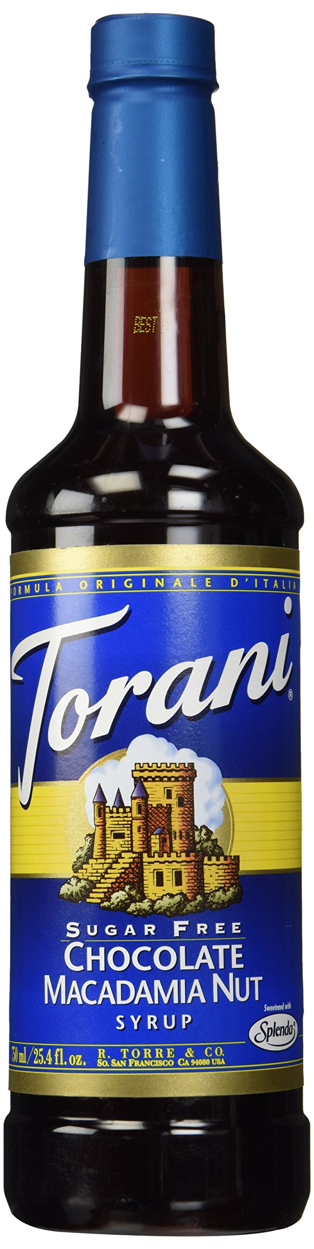 Torani bottle front packaging showing label and 750 ml size for easy identification