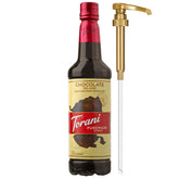Torani bottle front packaging showing label and pump for clear identification and quick use