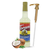 Torani coconut bottle front label showing brand and flavor, ideal for recipe clarity