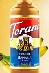 Torani syrup pouring close-up into milkshake for consistent banana flavor benefit