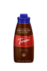 Torani bottle front packaging showing label and 64 ounce size for reliable bulk use