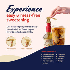 Torani syrup drizzled over dessert highlighting enhanced flavor benefit