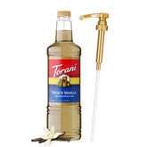 Torani front label showing bottle branding and size for easy identification