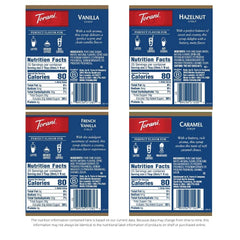 Torani French Vanilla label detail emphasizing branding and natural-flavor appeal